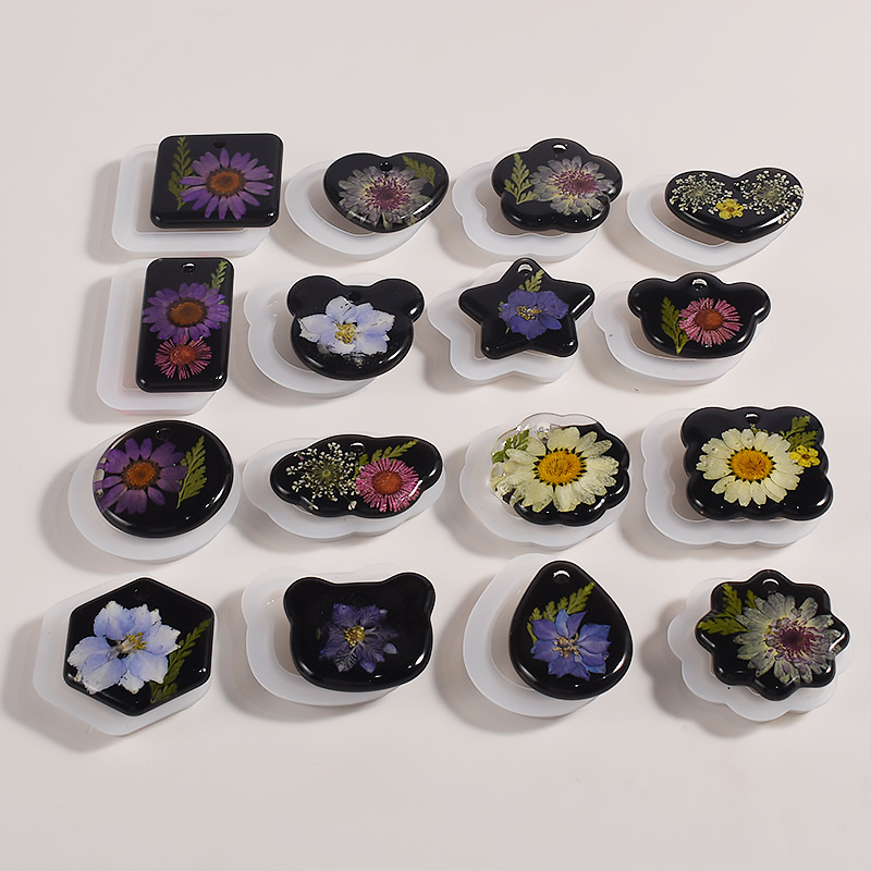 DIY Crystal epoxy single pendant mold polishing-free geometric water drop love pendant keychain silicone mold