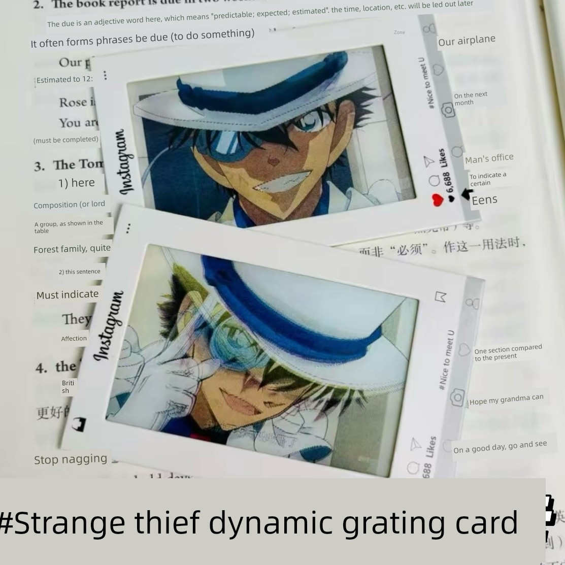 Динамическая карточка детектива Конан, карточка с призраком вора Кидда, динамический аксессуар в качестве подарка