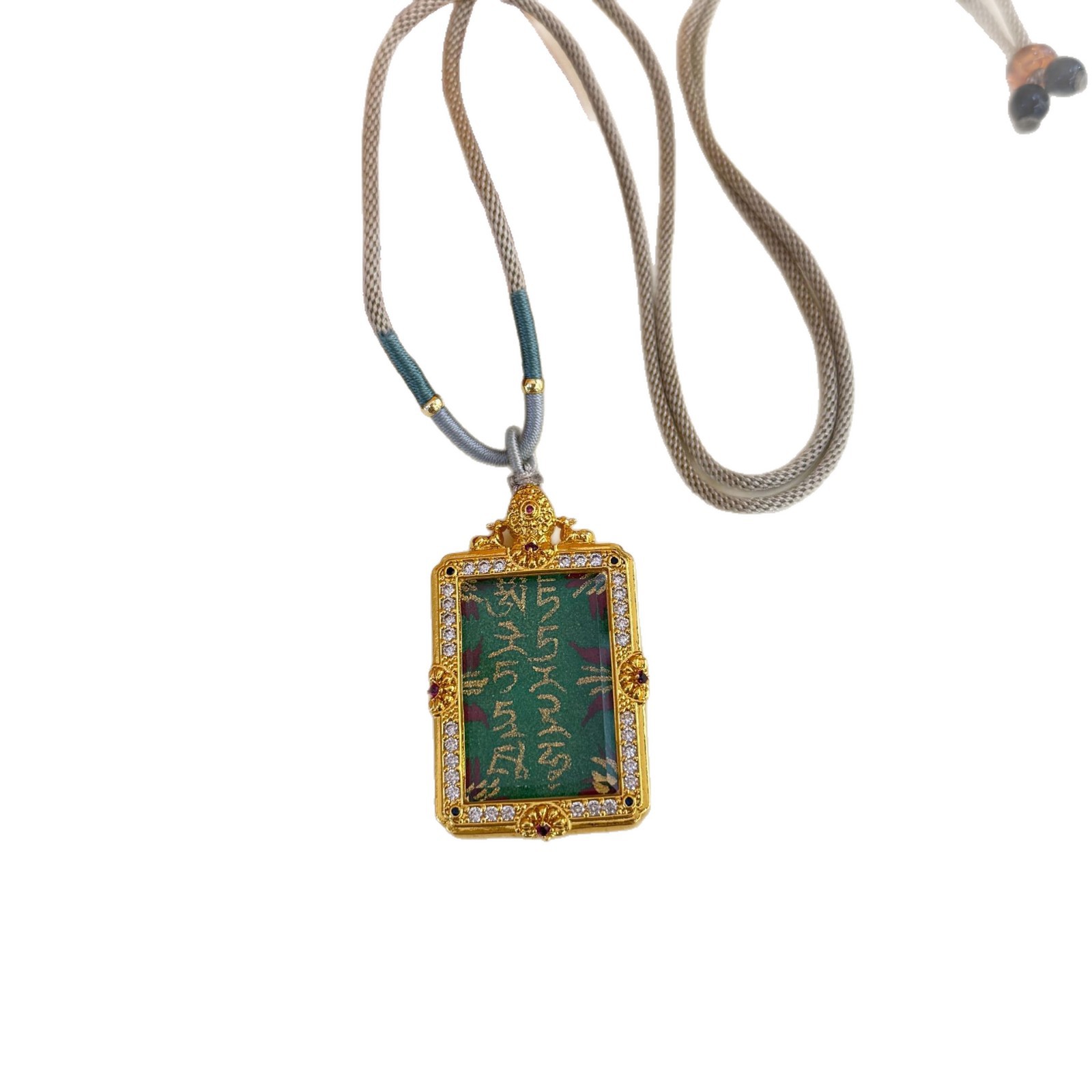 New Hand-Painted Scriptures and Mantras Thangka, Hand-Painted Gold-Plated Copper, Fully Handmade Buddhist Amulets, Xizang Ethnic Style Small Thangka Wholesale