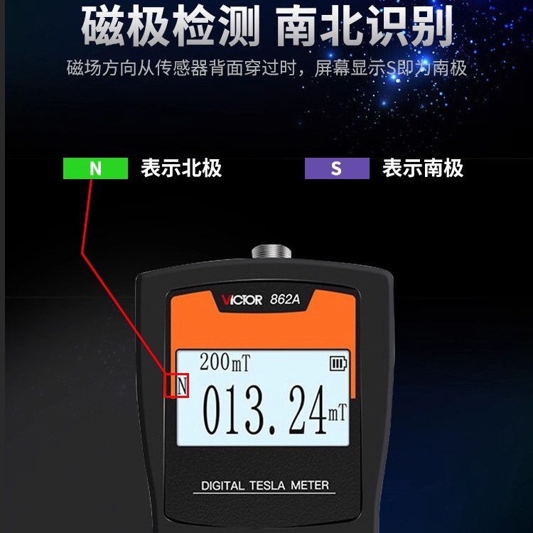 Victory Gauss Meter Digital Magnetic Field Magnetic Magnetic Intensity Detector Vc862A Tesla Meter Magnetic Flux Magnetometer