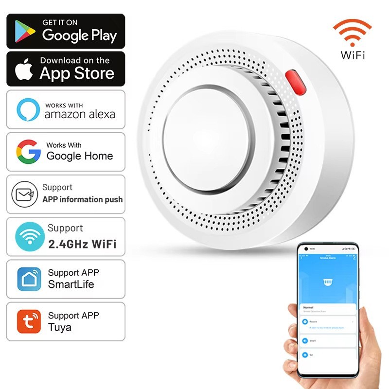 Foreign Trade New Graffiti Smoke Alarm Wifi Smoke Sensor Tuya Smoke Alarm Smoke Detector