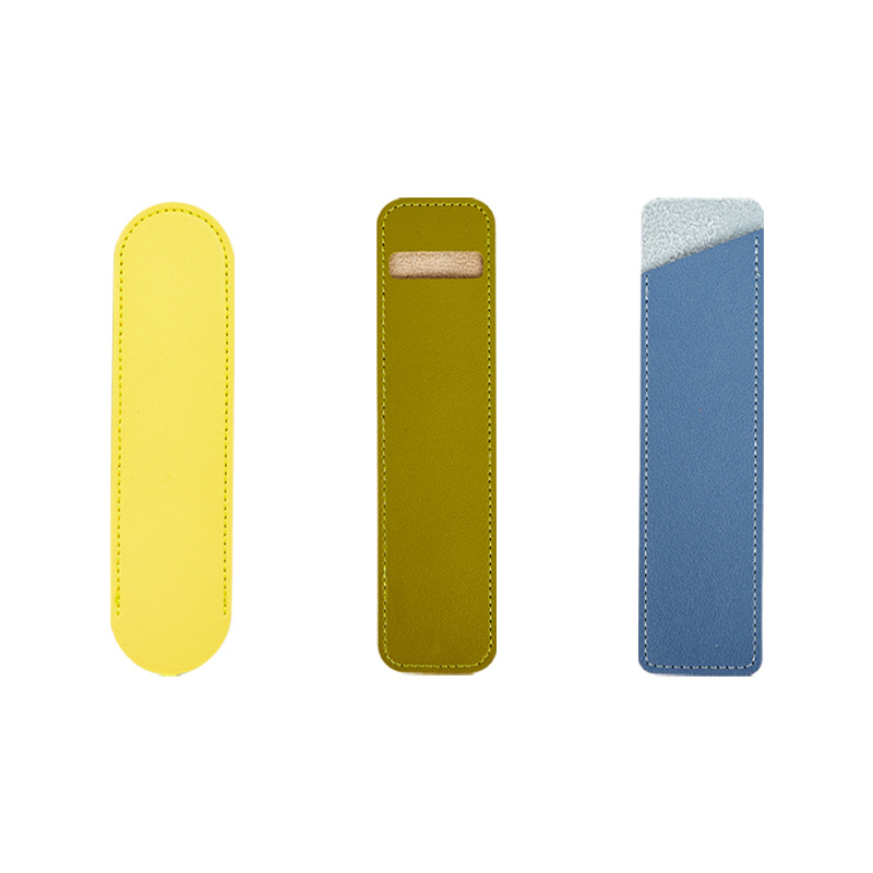 Wholesale Leather Pen Case Solid Color Leather Pencil Case Pen Protective Case Microfiber Soft Leather Pencil Case Student Stationery Storage