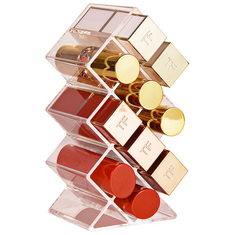 Cross-Border Girly Heart Small Transparent Household Cosmetics Storage Box Lipstick Rack Storage Box Multi-Grid Display Storage Shelf
