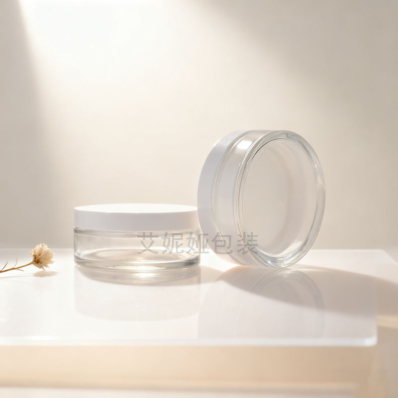 Ultra-Flat Bottle 100g Transparent Cleaning Soap Glass Bottle Face Cream Bottle Mask Jar Body Lotion Bottle Cosmetics Sub-Bottle