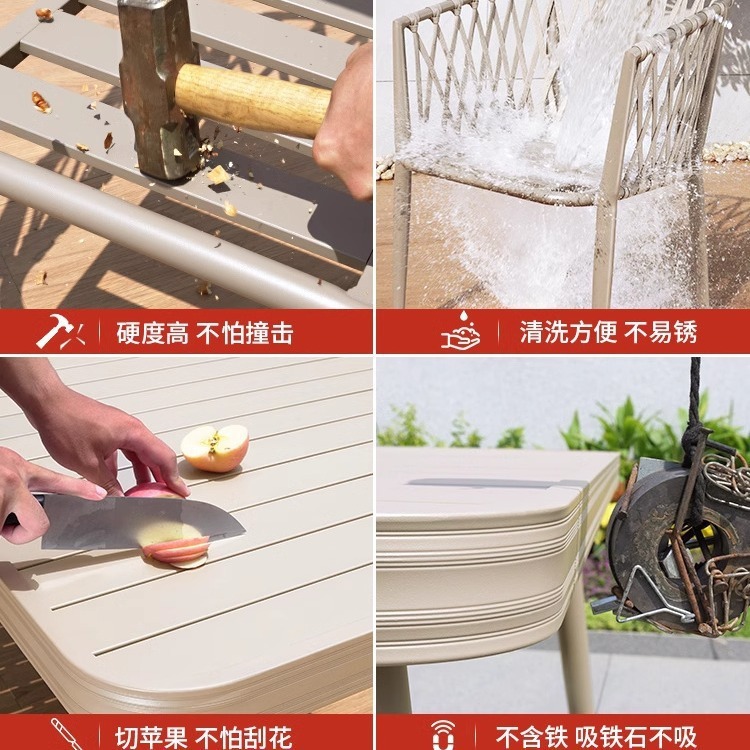 Outdoor All-Aluminum Alloy Table Courtyard Open-Air Hotel Garden Yard Balcony Terrace Internet Celebrity Outdoor Retractable Leisure Table