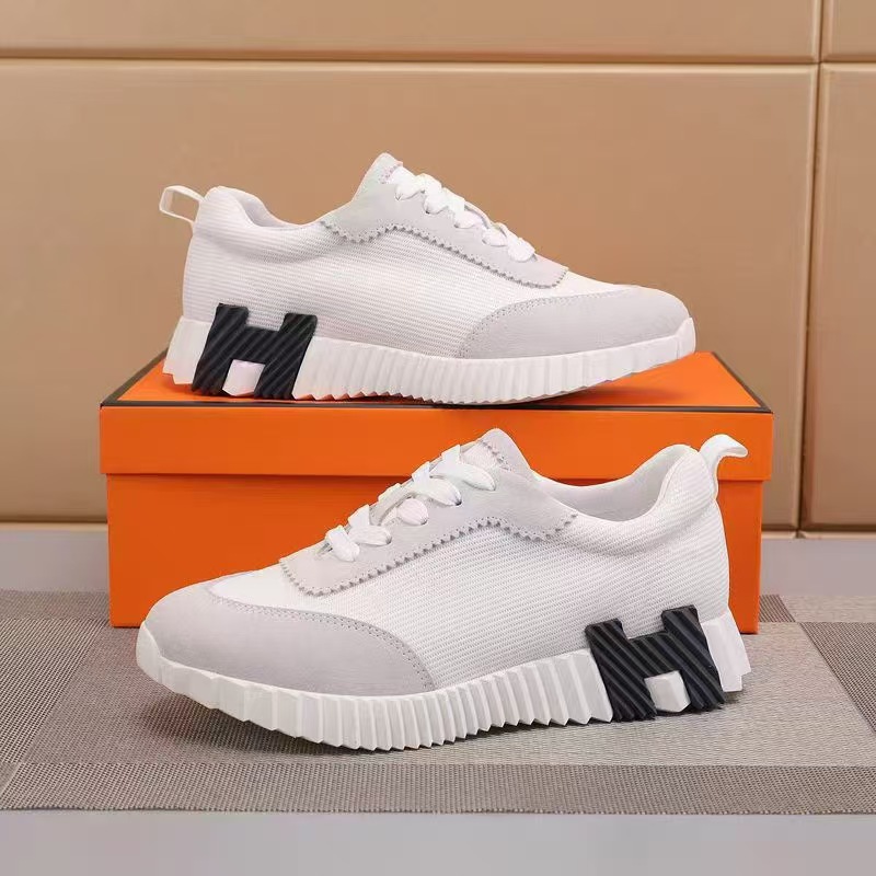 H Brand Men's Genuine Leather Versatile Height-Increasing Sneakers Men's Casual Breathable White Shoes Women's Foreign Trade Black Sneakers Men
