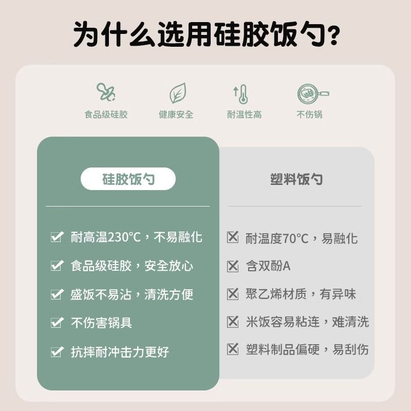 High color value can be vertical food grade food grade silicone rice spoon rice non-stick rice rice cooker household rice spoon