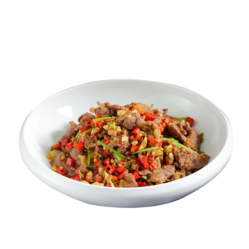 Stir-Fried Yellow Beef 225g Hotel Restaurant Cut-Free Commercial Semi-Finished Beef Slices Hunan Cuisine Private Kitchen Frozen Ingredients