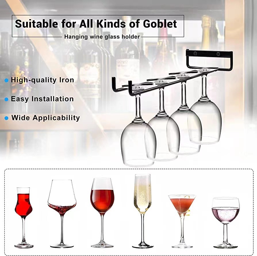 Cross-Border Wine Glass Rack Upside down Hanging Goblet Rack Single Row Wine Glass Rack 30cm Hanging Cup Rack Red Wine Glass Rack