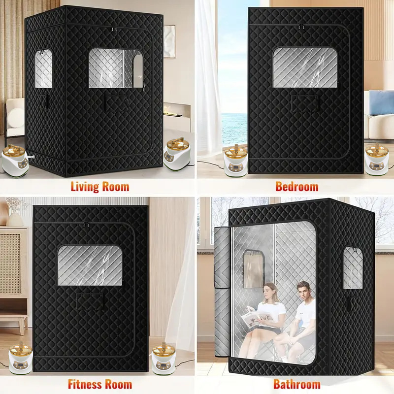 Cross-Border European and American Standard Double-Person Sauna Box Sauna Room Sweat-Wicking Foldableable Household Fumigation Machine Sauna Box Printed with Logo