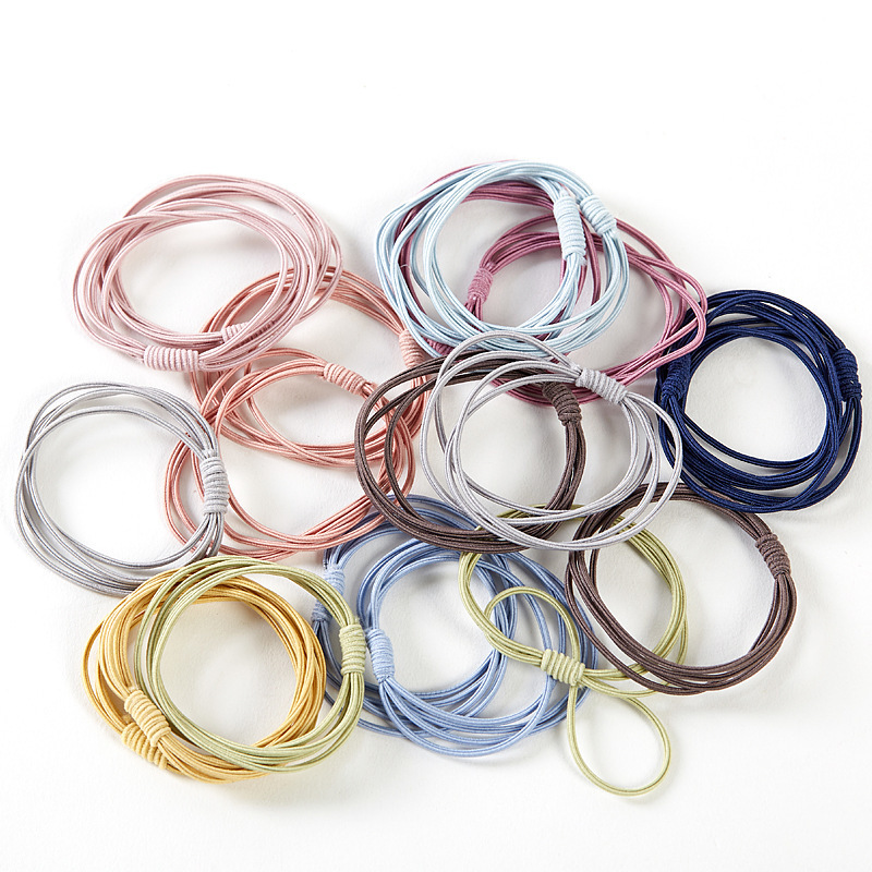 Korean Version of the New Four-In-One Internet Celebrity High-Elastic Rubber Band Hair Tie Durable Basic Hair Rope Simple Hair Accessories Headband