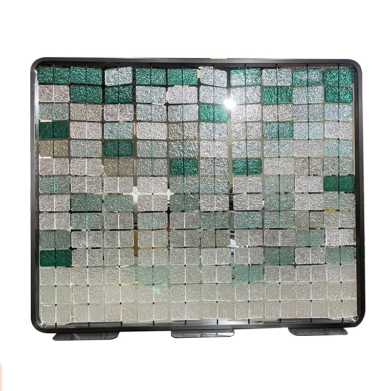 Light Luxury Stainless Steel Crystal Glass Screen Hotel Art Glass Booth Living Room Entrance Metal Partition Wall