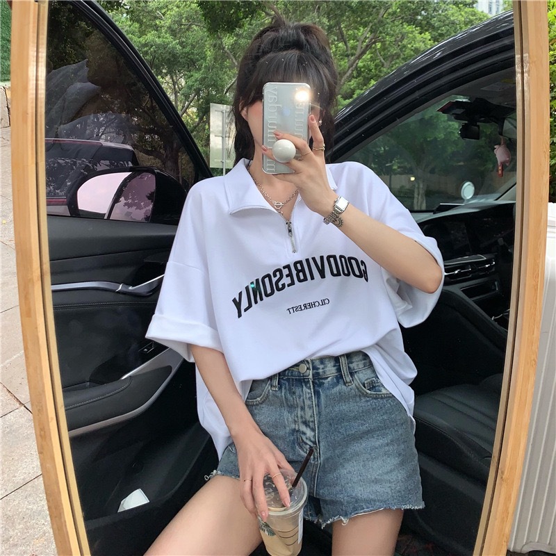 поло для полных женщин 1.00 кг-150.00 кг Lel Top средней длины свободного кроя с короткими рукавами