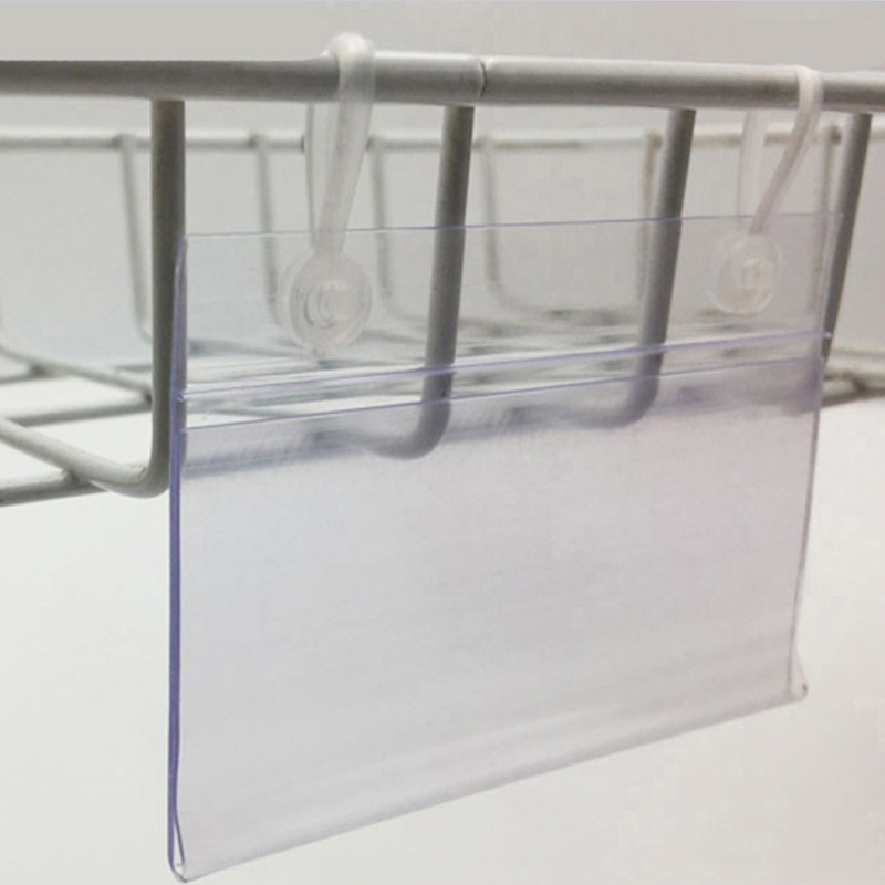Supermarket shelf tag transparent card cover price tag price tag hanging tag double-ear child and mother hanging buckle label card slot White