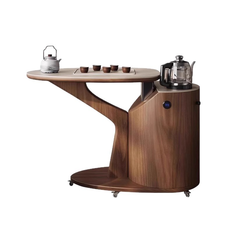 2025 New Style Balcony Home Slate Tea Table Light Luxury Small Apartment Removable Tea Table Solid Wood Tea Cart