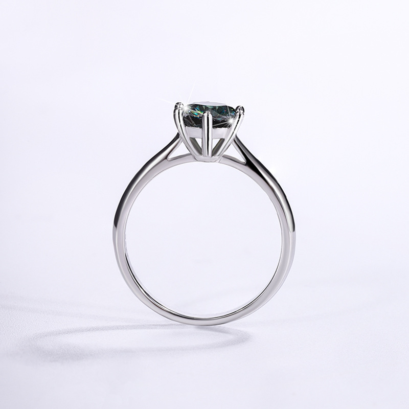 D Color genuine goods Moissanite Diamond Ring 1 karat Sterling Silver Couple Six-claw Wedding Proposal Ring Birthday Gift for Girlfriend