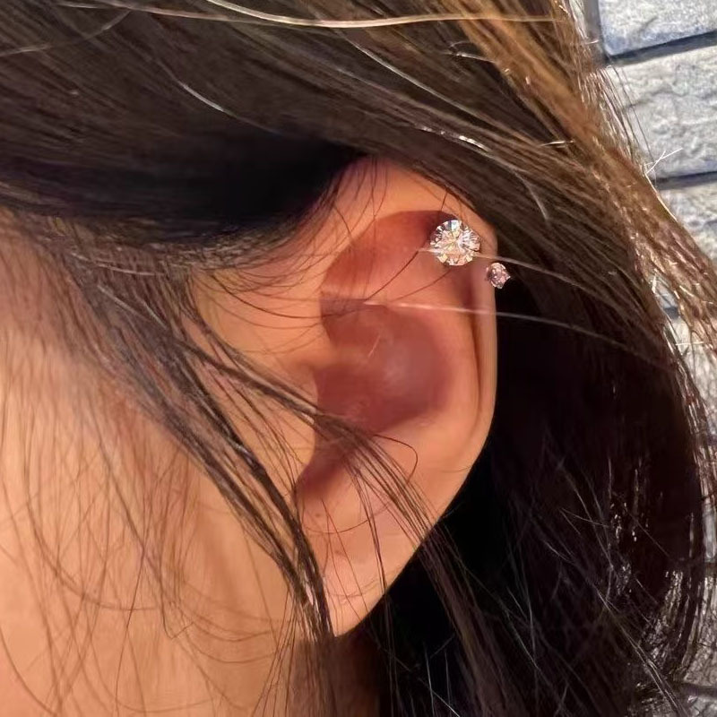 Super flash 316F horseshoe ring zircon ear bone nail ear bone ring earrings no allergy puncture jewelry