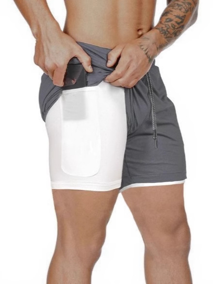 New Sports Shorts Men's Summer Running Training Quick-Drying Double-Layer Shorts Camouflage Training Fitness Pants Cross-Border Supply