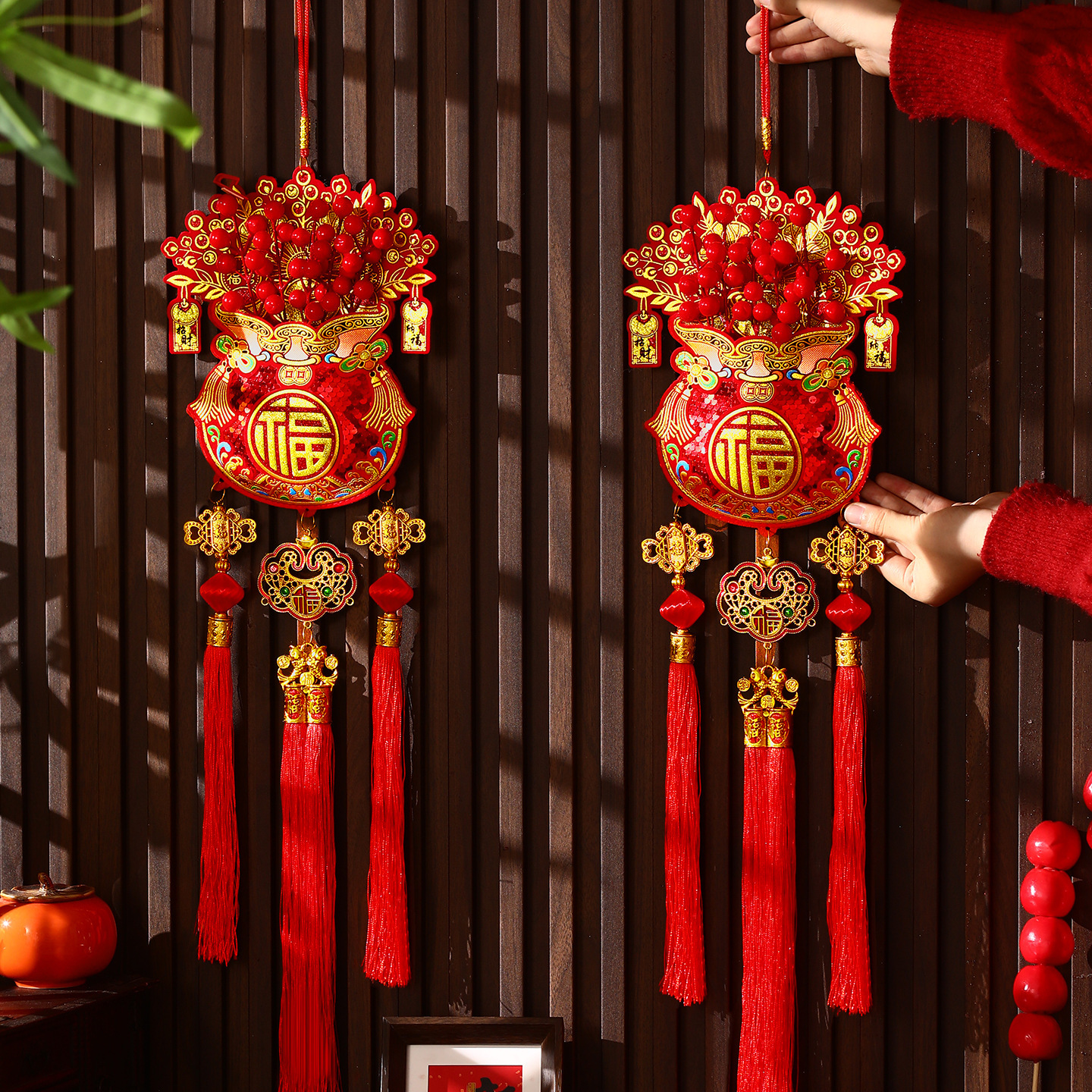 New Year Pendant 2026 Year of the Horse New Style Lucky Bag with Blessing Character Hanging Decoration for Spring Festival Living Room Large Hanging String Decoration New Year Goods