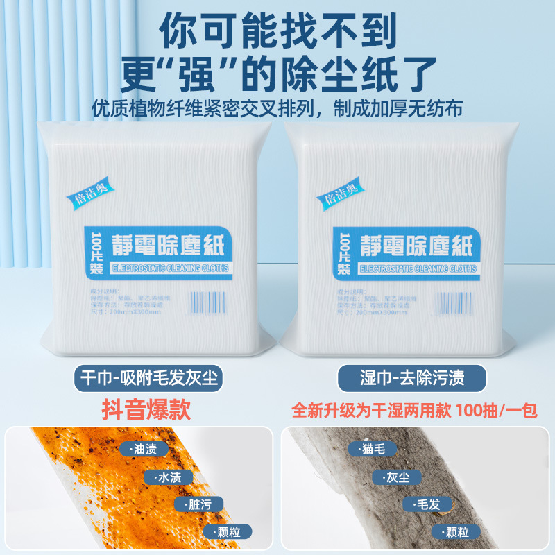 In-Stock 100 Pieces of Electrostatic Dust Removal Mop Plastic Broom Mop Disposable Dust Removal Paper Mop Cleaning Paper Towels