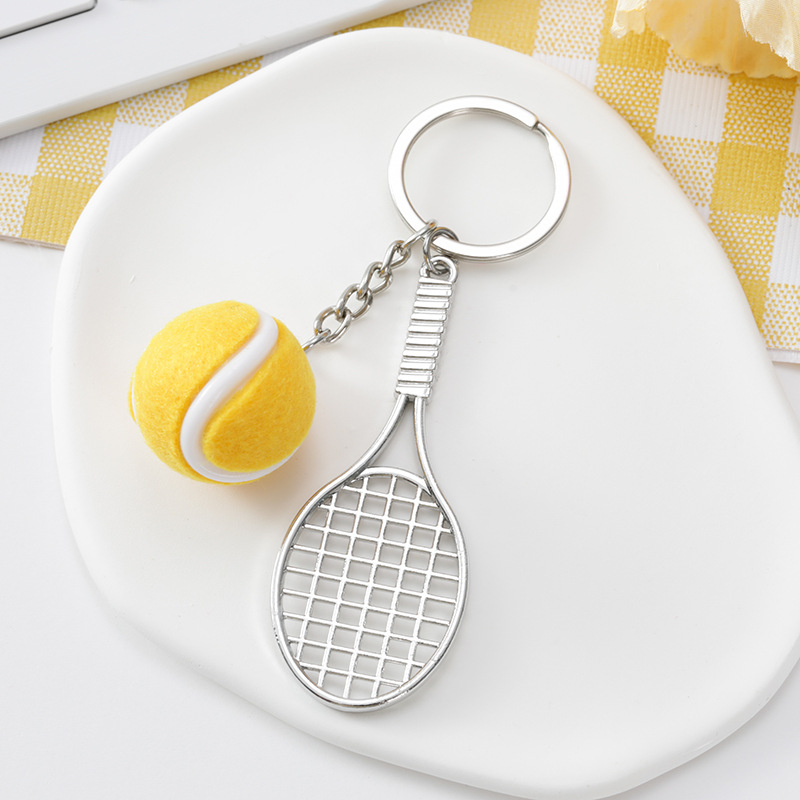 New tennis keychain mini sports equipment sports souvenir alloy pendant badminton racket keychain