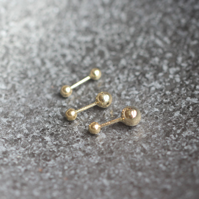Gold Bead Earrings That Can Be Worn While Sleeping. Pure 9K Gold Classic Small Round Ball Earrings