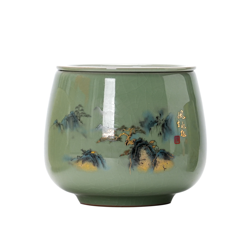 Large Ceramic Tea Strainer with Filter for Tea Waste, High-End Tea Ceremony Accessory, Large Capacity Household Water Basin