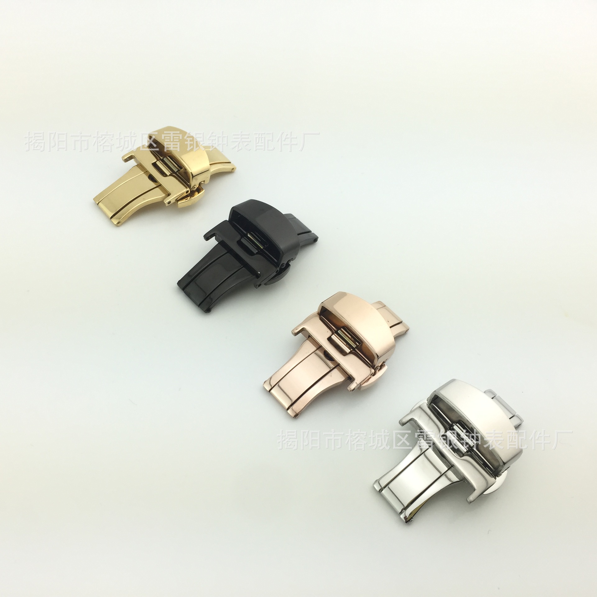 Belt Butterfly Buckle Stainless Steel Butterfly Buckle Automatic Double Press Butterfly Buckle Elastic Buckle Watch Buckle Leather Strap Buckle Watch Accessories