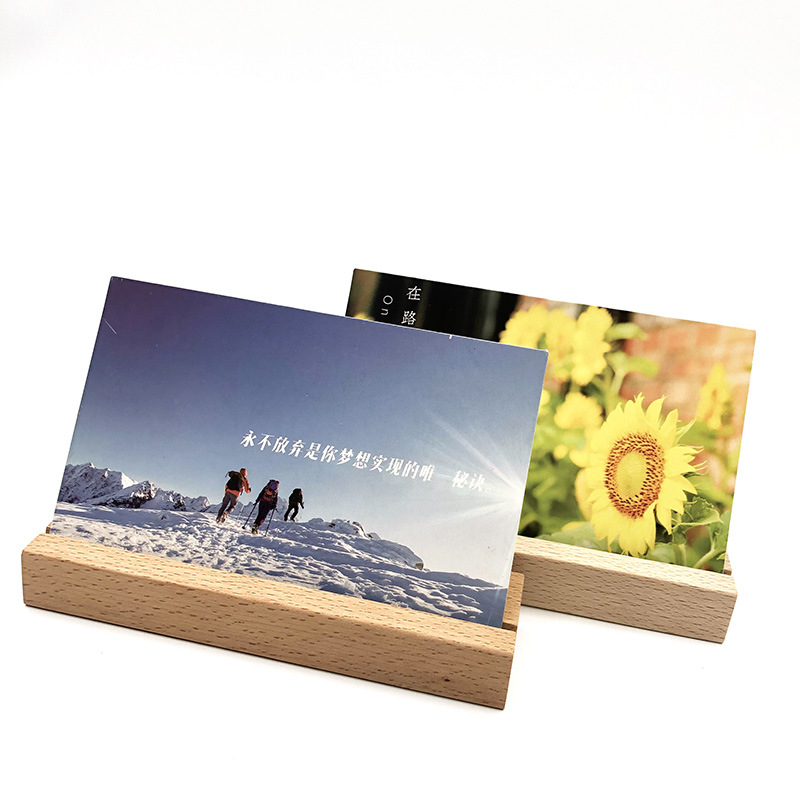 Wooden Card Holder Wooden Postcard Rack Wooden Table Desktop Display Card Restaurant Card Calendar Clip Base Food Card Holder