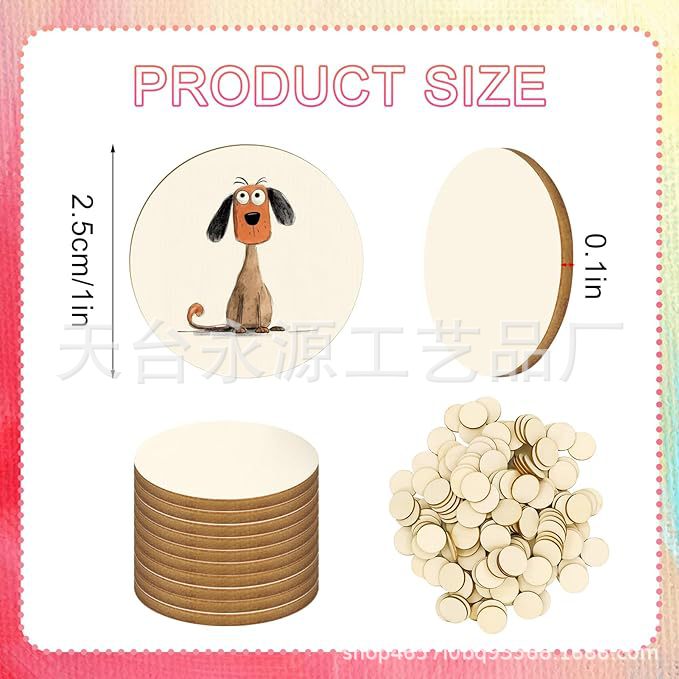 Wooden Round Disc Blank Natural Wooden Hollow Ornament for Decorative DIY Craft Art Supplies
