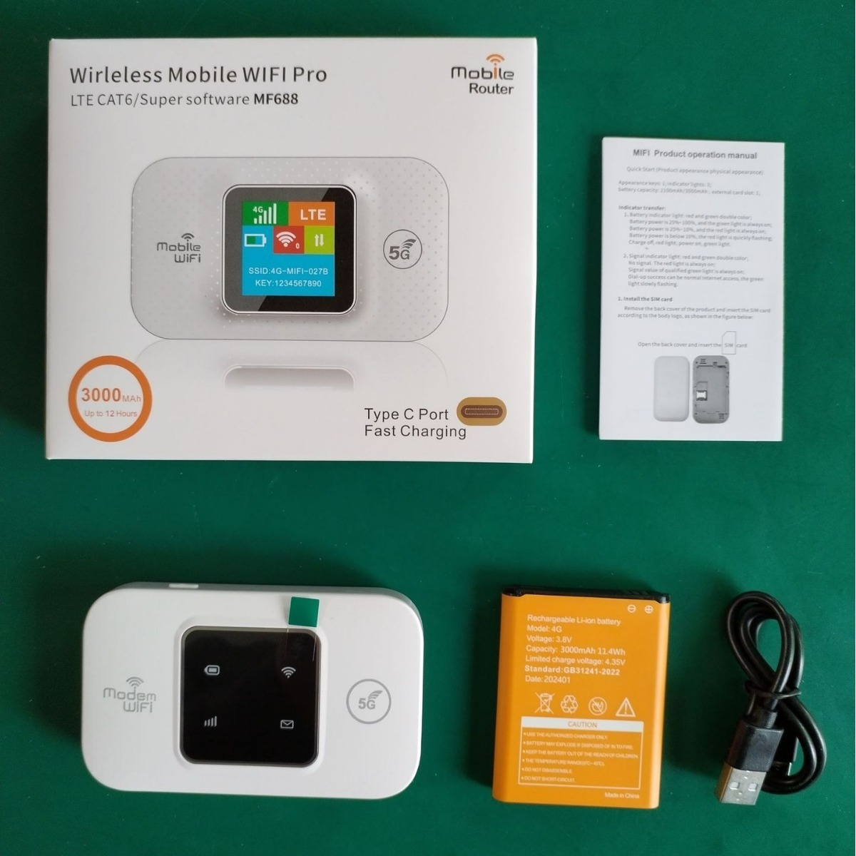 4G Router mifis 5GLTE Wireless WIFI Car routerType-C Color Screen mobile WiFi Europe