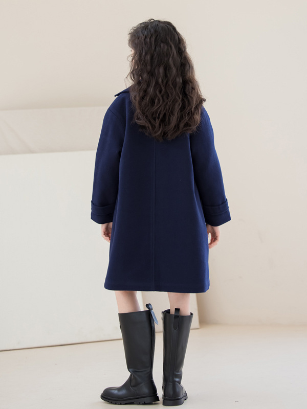 Girls' Woolen Outwear British Preppy Style 2025 Winter Thickeneded Mid-Length Big Children's Quilted Woolen Outwear to Heattech