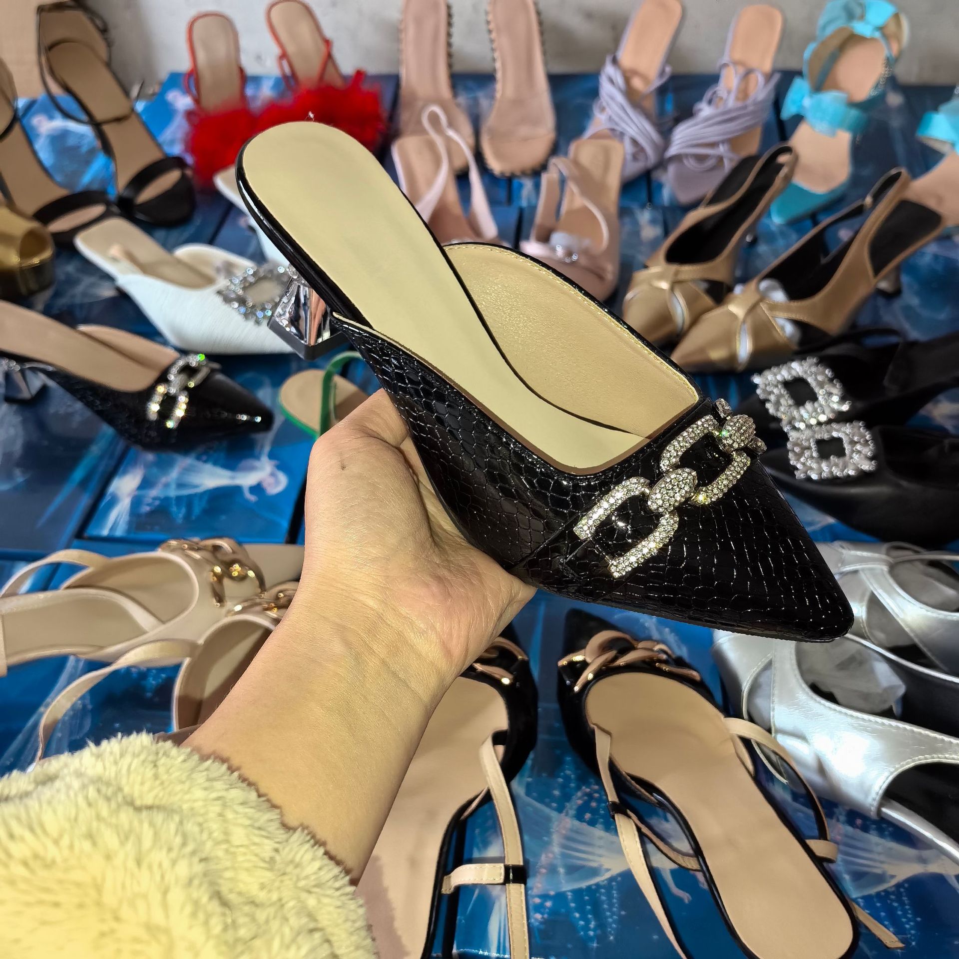 High heel sandal cross-border new Korean fashion lace-up high heel sandals foreign trade plus size fashion heel shoes