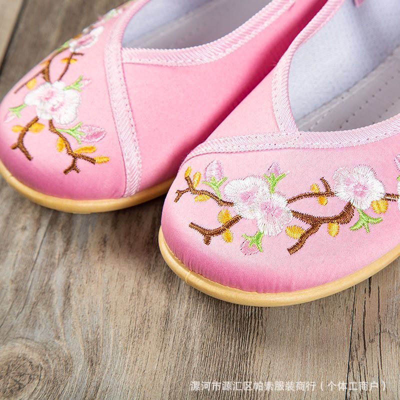 Children's Han Dynasty Dance Shoes, Ancient Costume Fairy Shoes, Ancient Flats Dance Shoes, Retro Traditional Ethnic Style Embroidered Shoes