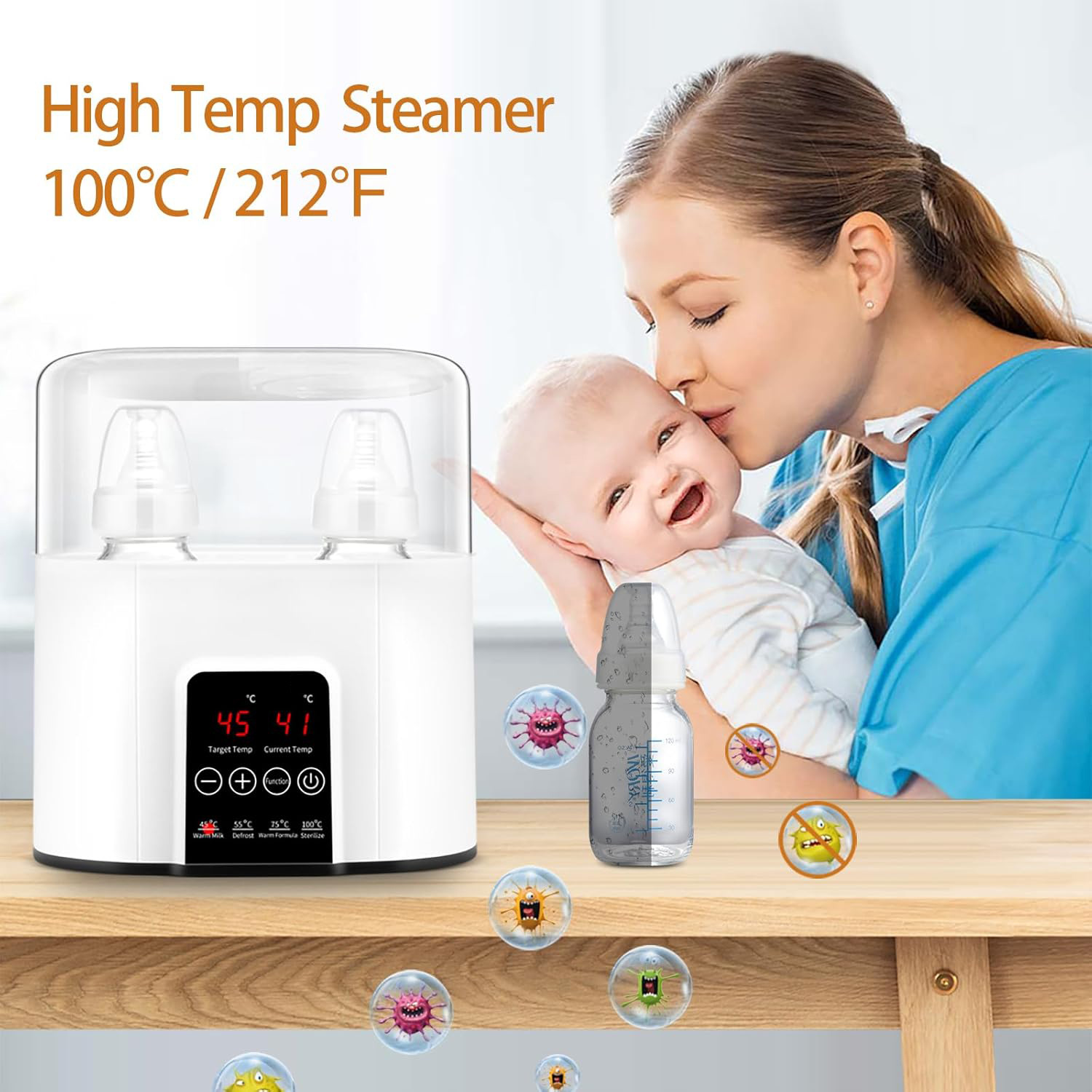 Cross-Border Dual-Bottle Intelligent Constant Temperature Milk Warmer, Hot Milk and Hot Food Supplement, Two-In-One Bottle Sterilizer, Infant Milk Warmer
