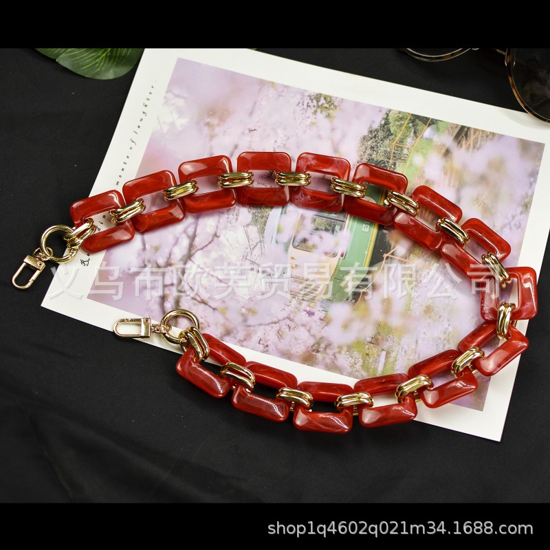 Length optional European and American style mix square rectangular acrylic bag chain mobile phone chain