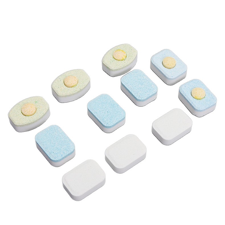 Cross-Border Temu Tiktok Dishwashing Block Cleaning Tablets Dishwasher Special Effervescent Tablets Three-In-One Tableware Washing Block