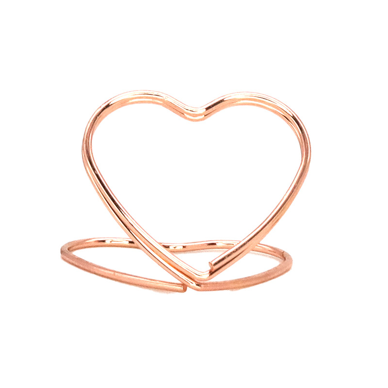 Factory wholesale heart-shaped metal desktop clip love note clip Golden shape photo message holder creative business card holder