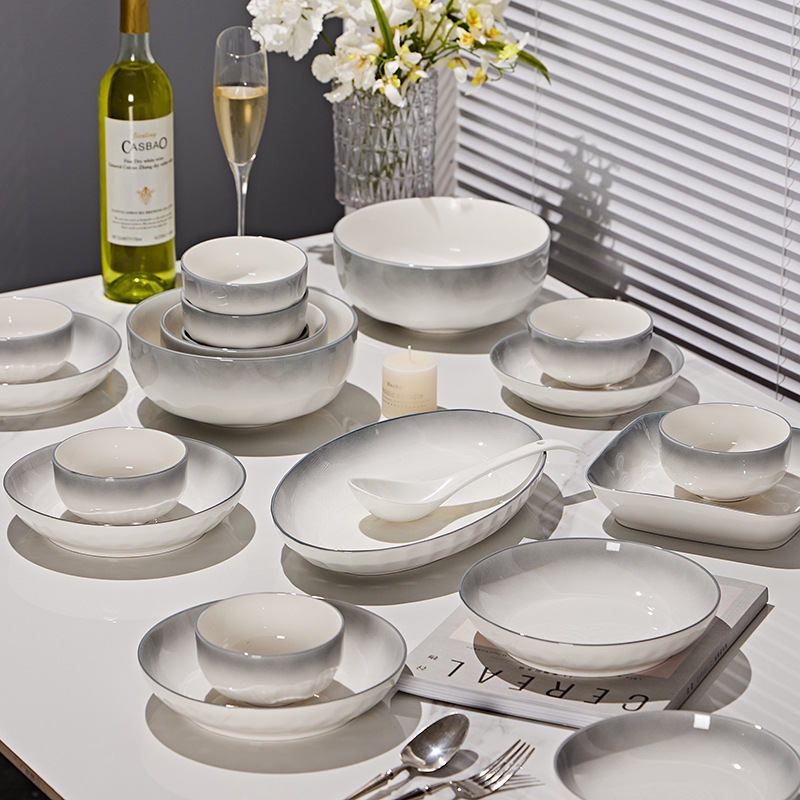 Ceramic Tableware Underglaze Color Rice Bowl Household 2025 New High-End Dishware Set Housewarming Bowls and Chopsticks Wholesale