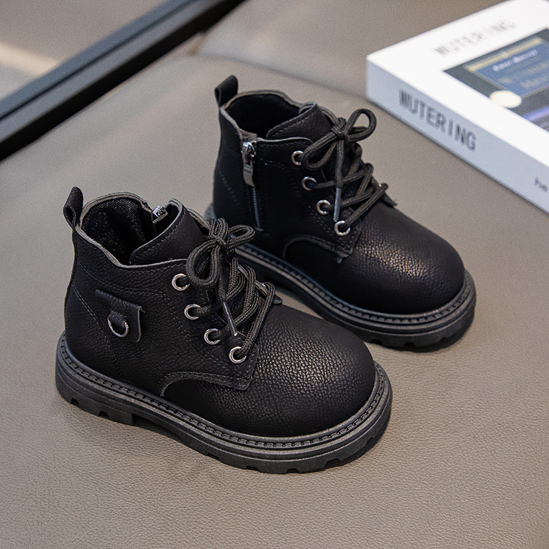 2025 New Autumn and Winter Boys' Boots Kidsren's Soft-Soled Leather Yellow Boots Baby Low-Top Short Boots Girls' Shoes Export