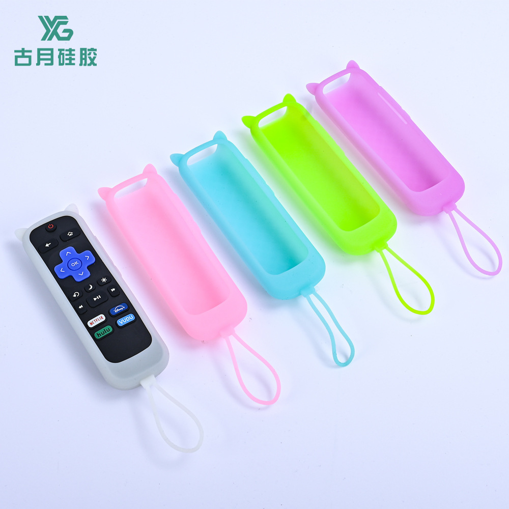 Готовый товар Подходит для Tcl Roku Светящийся силиконовый защитный чехол для пульта дистанционного управления 280Tv Устойчивый к падениям Утолщенный мягкий чехол с ушками кота