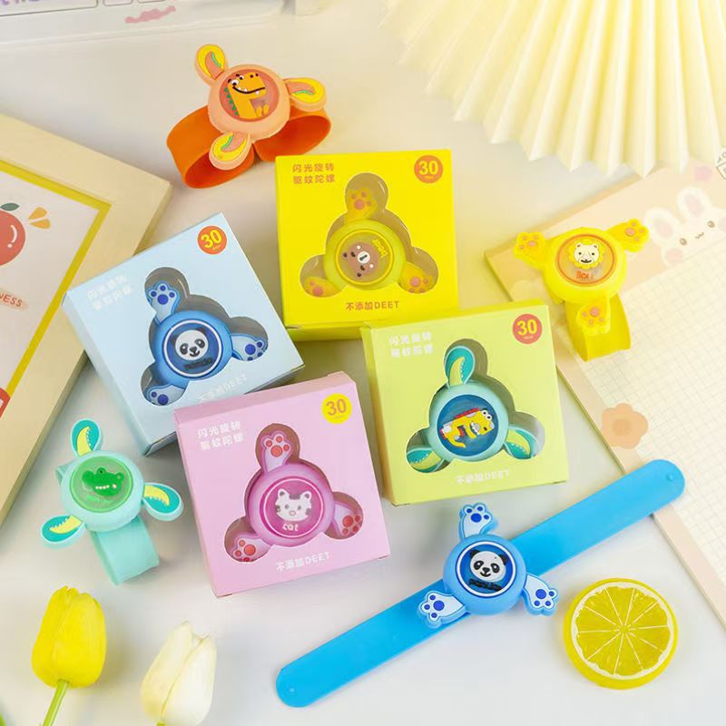 Flash Cartoon Anti-Mosquito Creative Snap Ring Outdoor Anti-Mosquito Bracelet Kidsren's Personalized Pattern Rotating Gyro Bracelet