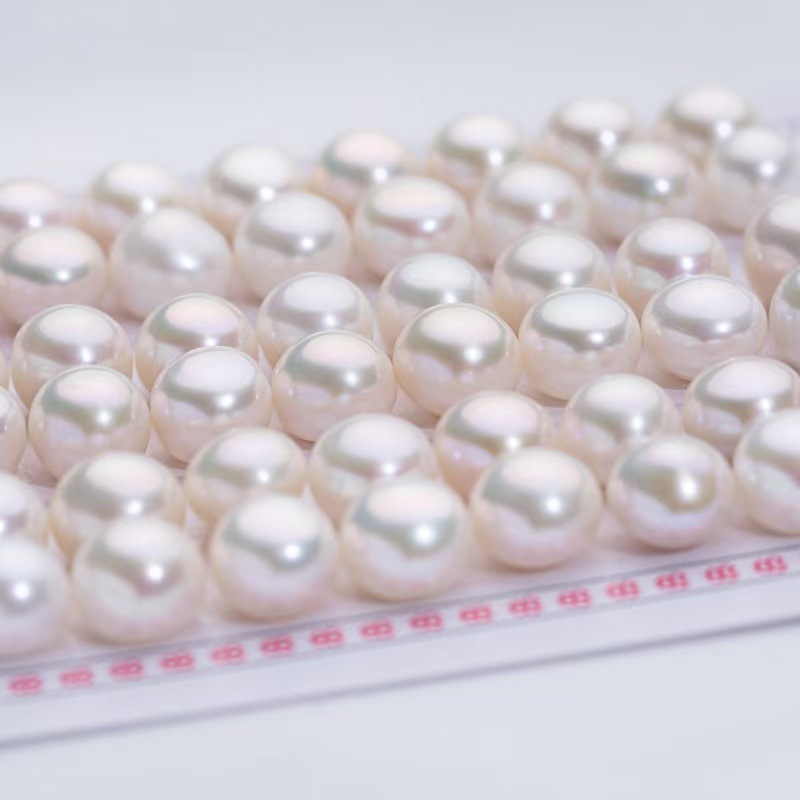 Zhuji 4A Natural Freshwater Pearls 9-12mm Loose Beads Bread Beads Steamed Bun Beads Earrings Necklace Accessories Half Hole