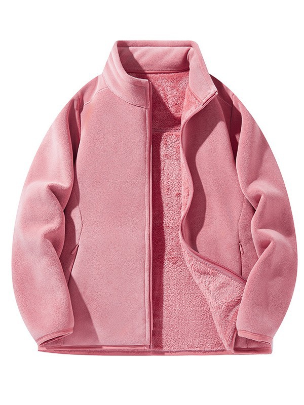 8806 Autumn and Winter Fleece Jacket Couple Men's and Women's Outdoor Stand Collar Austrian Velvet Plus Velvet Cardigan Jacket to Keep Warmth