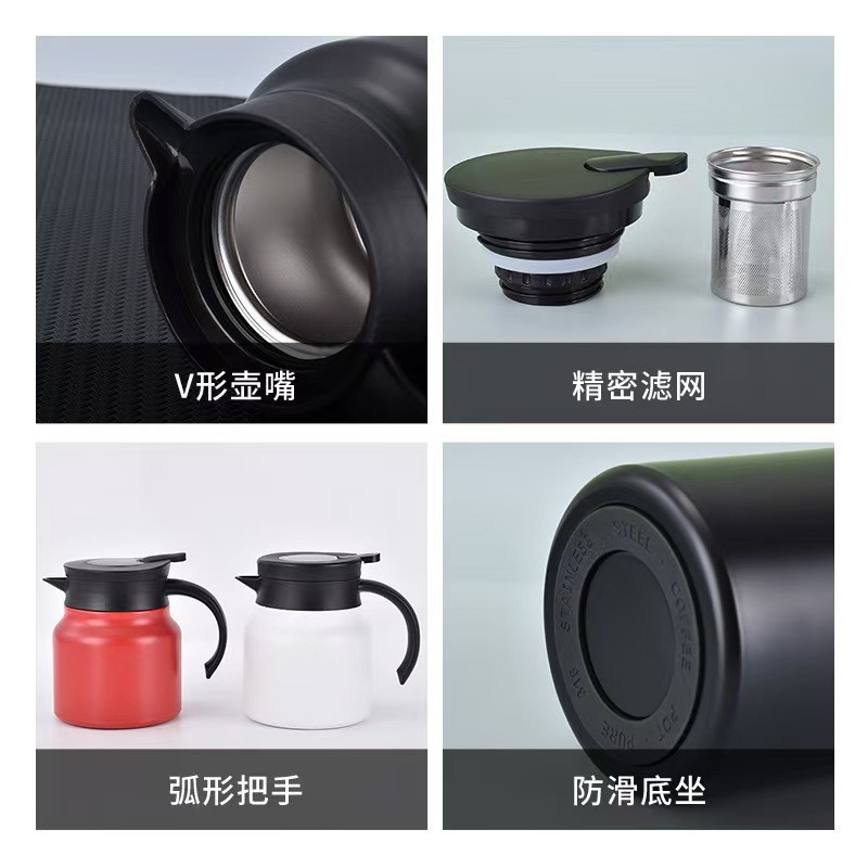 316 Stainless Steel Stew Teapot 1000ml Household Large-Capacity Insulated Water Kettle Outdoor Tea Water Separation Portable Teapot