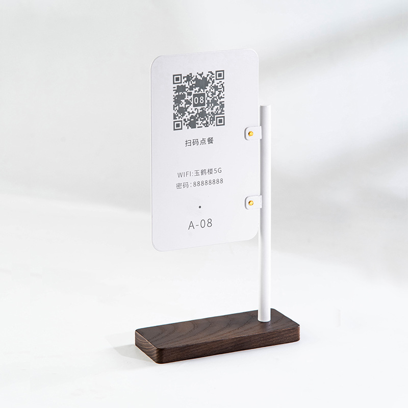 Hotel Restaurant Front Desk Concierge Card High-End Wooden Base Qr Code Payment Table Card Seat Identification Table Card