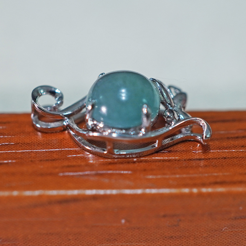 Platinum Pt950 Cultivated Diamond Jade Smiling Buddha Inlaid Full Diamond Pendant