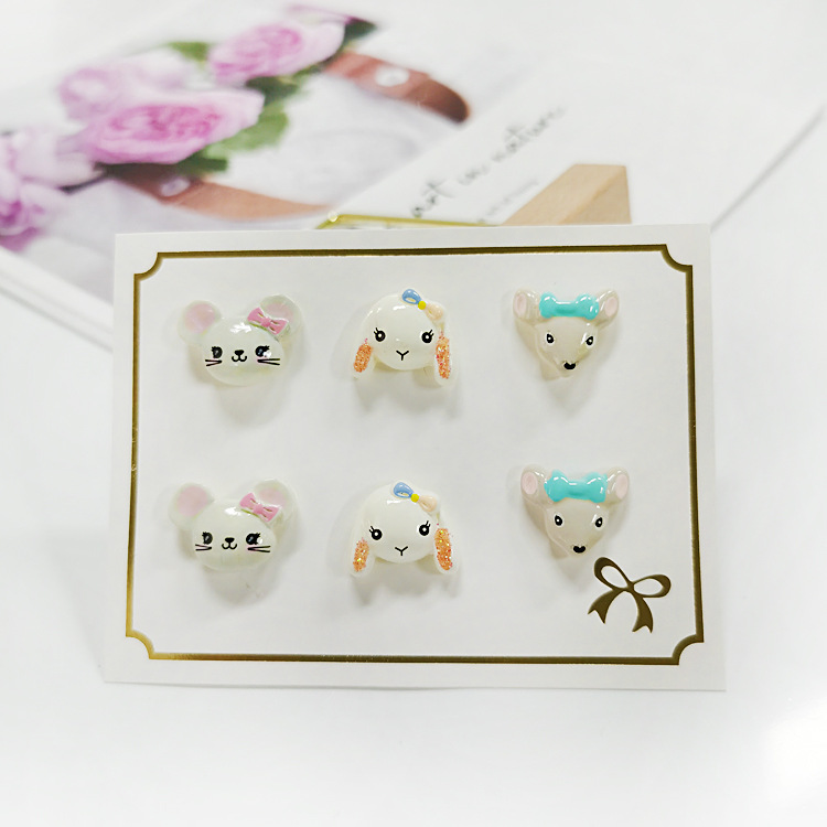 [Can] Cross-Border Kidsren's Iron-Absorbing Ear Clips Without Pierced Ears for Girls, Painless Ear Clips, Cartoon Cute Earrings