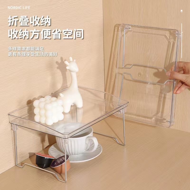 Ns Style Foldableable Storage Rack I Transparent Countertop Cosmetics Storage Rack Office Desk Storage Kitchen Storage Rack