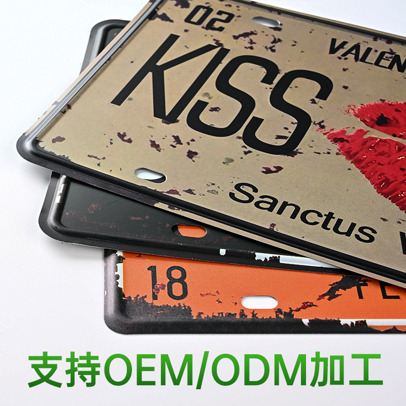 Tinplate License Plate Hanging Painting Personalized Design Creative Wall Hanging Metal Painting Living Room Bar Tinplate Painting Factory Customization